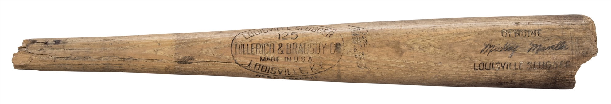 1950s Mickey Mantle Game Used Louisville Slugger Bat Barrel (MEARS)
